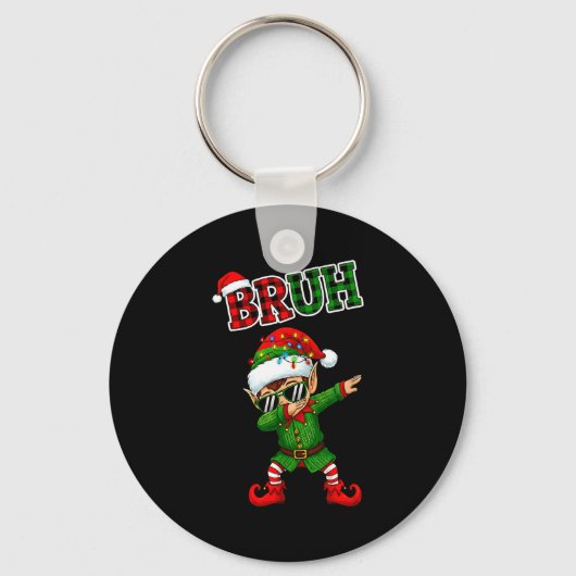 Bruh Dabbing Elf Funny Kids Years Pajamas Christma Schlüsselanhänger (Vorderseite)