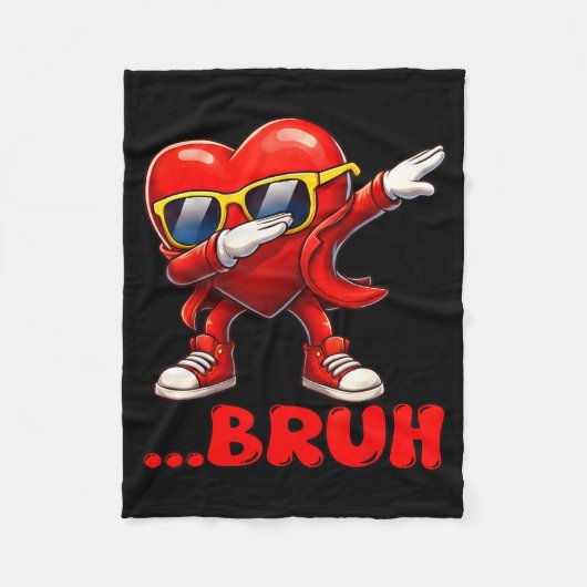 Bruh Dabbing Heart Funny Kids Boys Mens Valentine Fleecedecke (Vorderseite)