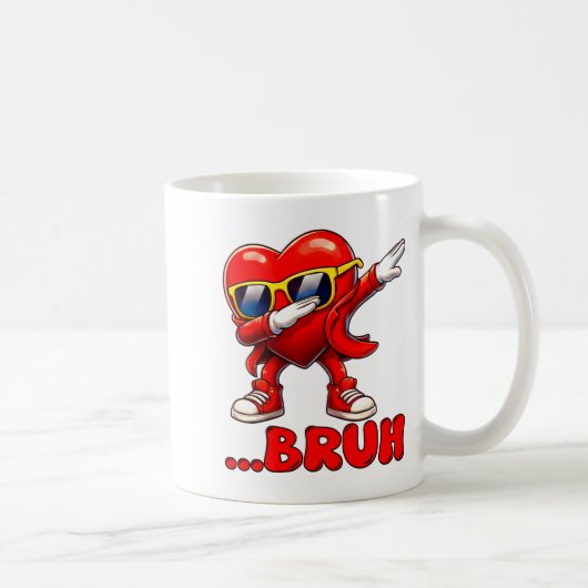 Bruh Dabbing Heart Funny Kids Boys Mens Valentine Kaffeetasse (Rechts)