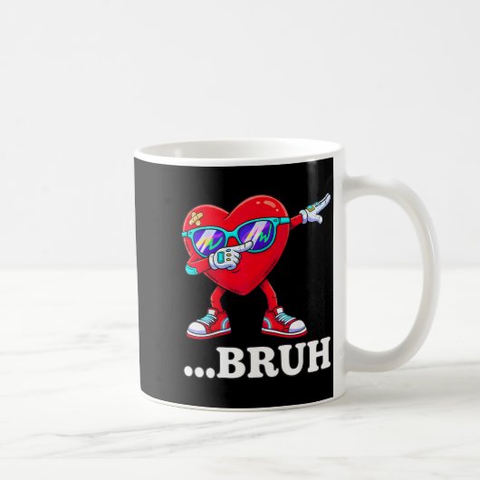 Bruh Dabbing Heart Funny Kids Boys Mens Valentine Kaffeetasse (Rechts)