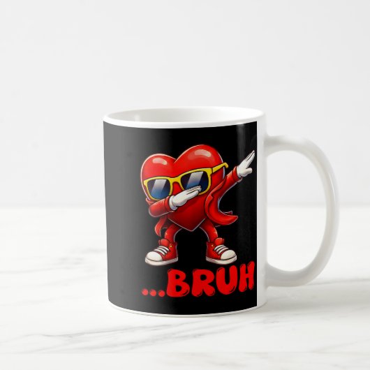 Bruh Dabbing Heart Funny Kids Boys Mens Valentine Kaffeetasse (Rechts)