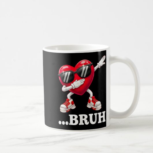 Bruh Dabbing Heart Funny Kids Boys Mens Valentine Kaffeetasse (Rechts)