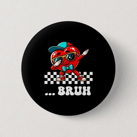 Bruh Dabbing Herz Meme Lustiger Spruch Bro Kinder Button (Vorderseite)