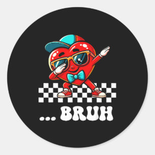 Bruh Dabbing Herz Meme Lustiger Spruch Bro Kinder  Runder Aufkleber