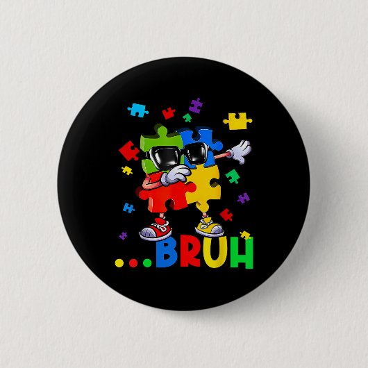 Bruh Dabbing Puzzle Autisse Awareness Teens Boys K Button (Vorderseite)