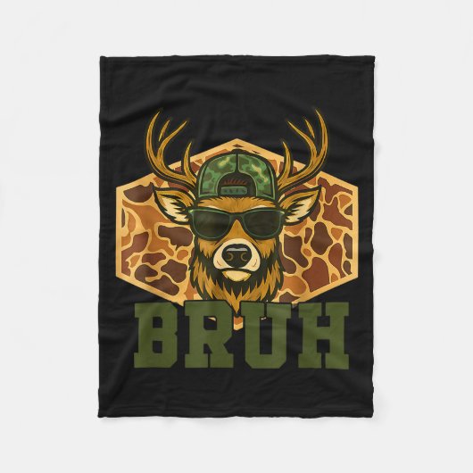 Bruh Deer Funny Deer Hunting Camo Hat Youth Teens  Fleecedecke (Vorderseite)