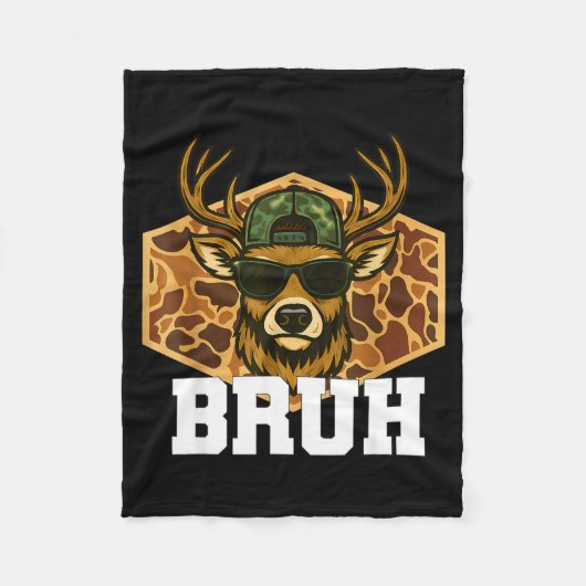 Bruh Deer Funny Deer Hunting Camo Hat Youth Teens Fleecedecke (Vorderseite)