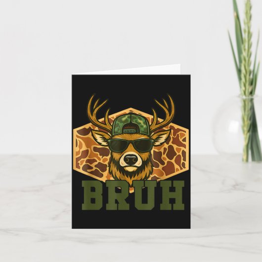 Bruh Deer Funny Deer Hunting Camo Hat Youth Teens Karte (Vorderseite)