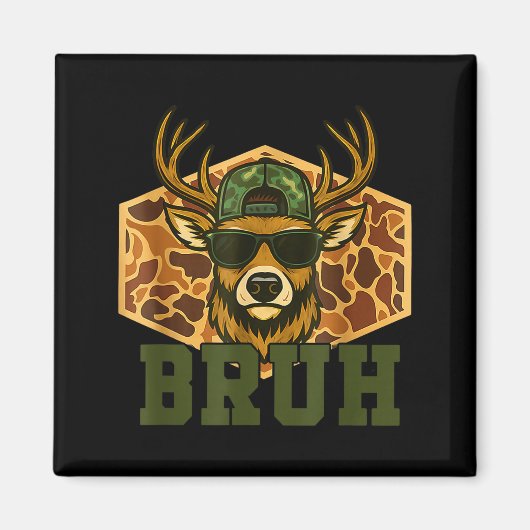 Bruh Deer Funny Deer Hunting Camo Hat Youth Teens Magnet (Vorne)
