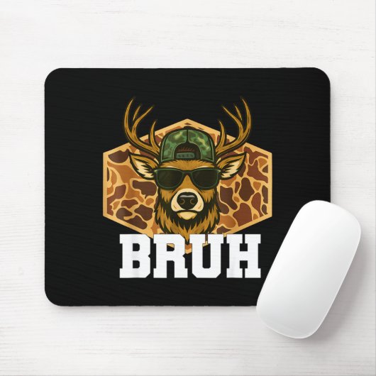 Bruh Deer Funny Deer Hunting Camo Hat Youth Teens  Mousepad (Mit Mouse)