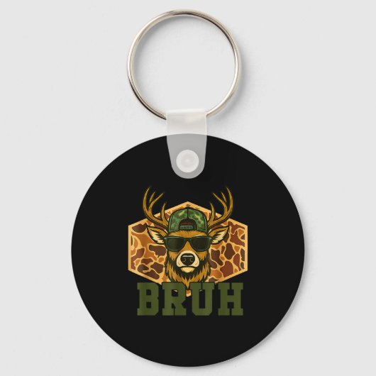 Bruh Deer Funny Deer Hunting Camo Hat Youth Teens Schlüsselanhänger (Vorderseite)
