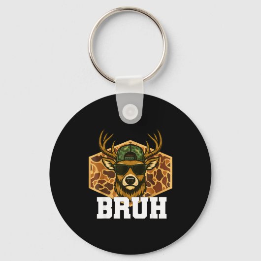 Bruh Deer Funny Deer Hunting Camo Hat Youth Teens  Schlüsselanhänger (Vorderseite)