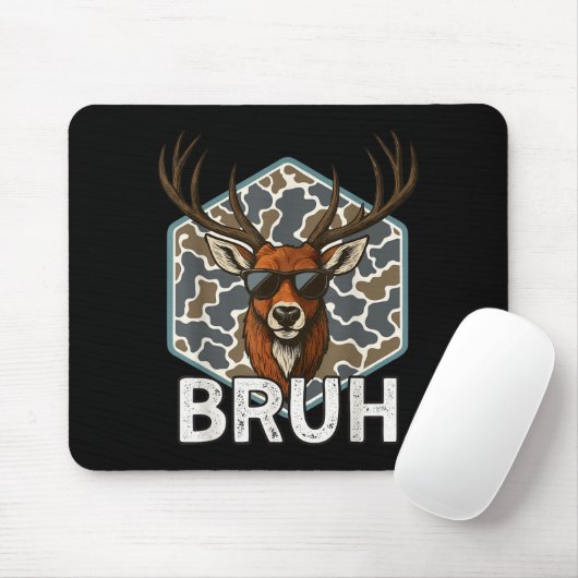 Bruh Deer Hunter Funny Deer Hunting Camo Men Teens Mousepad (Mit Mouse)