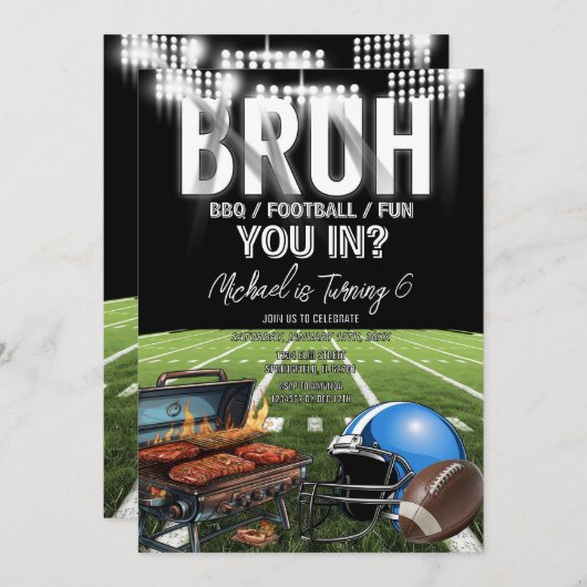 Bruh dich rein? GRILLEN Football Game Time Kid's G Einladung (Vorne/Hinten)