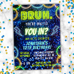 Bruh dich rein? Neon Glow Blue Green Boy Geburtsta Einladung<br><div class="desc">Vorstellung von "Bruh You In?" Jungs Einladungen zum Geburtstag - die ultimative Wahl für eine unvergessliche und elektrisierende Geburtstagsparty! Treten Sie ein in eine Welt mit lebhaften Farben und Neonleuchten, die sofort den Ton für ein episches Fest Set. Unsere Einladungen zeichnen sich durch ein faszinierendes Neonleuchten-Design aus, das die Essenz...</div>