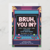 Bruh dich rein? Neon Video Game Arcade Geburtstags Einladung (Vorderseite)