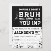 BRUH Double Digits Boys 10th Birthday Invitation Einladung (Vorderseite)