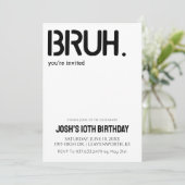 Bruh, du bist eingeladene Jungs zum Geburtstag Einladung (Stehend Vorderseite)