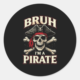 Bruh ein Piratenschädel-Kreuzknochenhut lustig Mee Runder Aufkleber