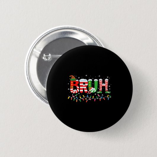 Bruh Elf Squad Merry Christmas Xmas Lights Snowfla Button (Vorne & Hinten)