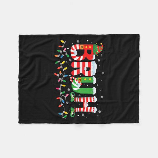 Bruh Elf Squad Merry Christmas Xmas Lights Snowfla Fleecedecke (Vorderseite (Horizontal))