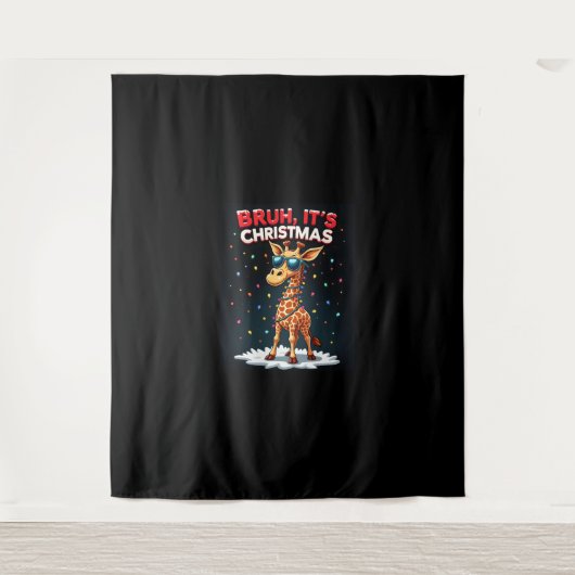 Bruh Es ist Weihnachten Giraffe Funny Dabbing Long Wandteppich (Vorderseite)