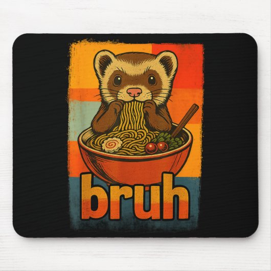Bruh Ferret Eating Japanese Ramen Noodles Gift Men Mousepad (Vorne)