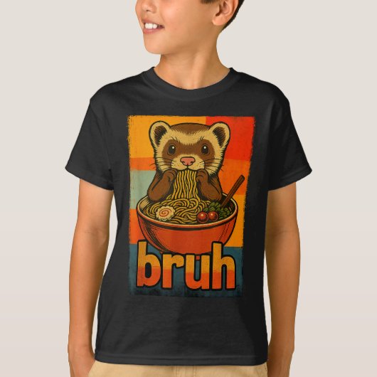 Bruh Ferret Eating Japanese Ramen Noodles Gift Men T-Shirt (Vorderseite)