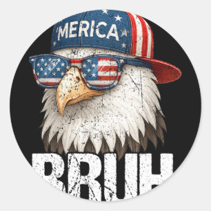 Bruh Fourth 4th Juli Adler Amerikanisch Patriotisc Runder Aufkleber