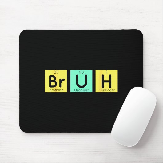 Bruh Funny Chemistry Gift Meme Periodic Table Meme Mousepad (Mit Mouse)