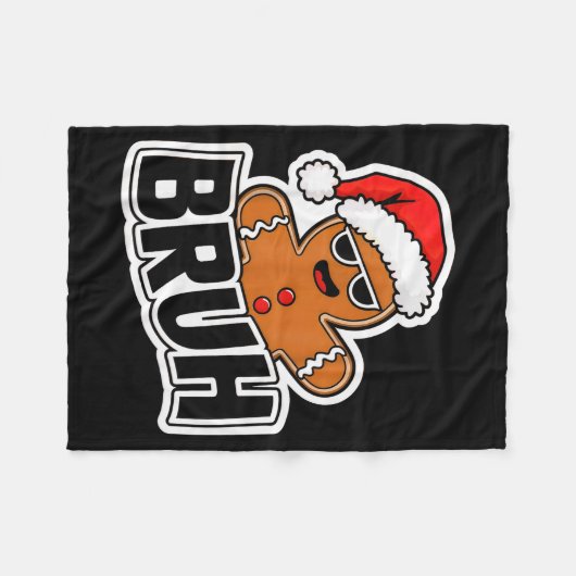 Bruh Funny Christmas Gingerbread Man Teens Boys Ki Fleecedecke (Vorderseite (Horizontal))