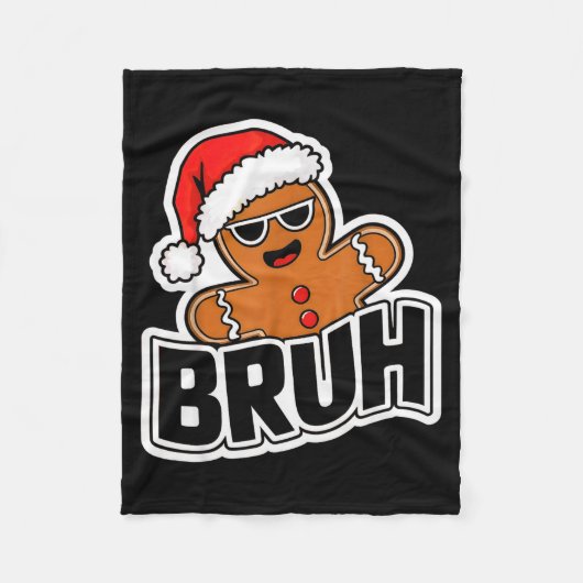 Bruh Funny Christmas Gingerbread Man Teens Boys Ki Fleecedecke (Vorderseite)