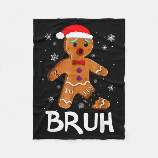 Bruh Funny Christmas Gingerbread Man Teens Boys Ki Fleecedecke (Vorderseite)