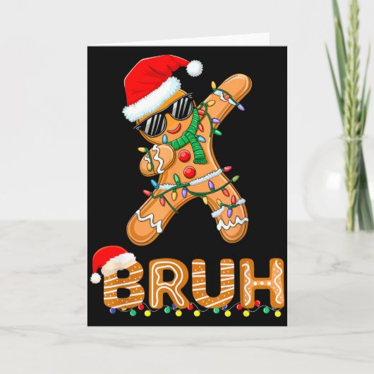 Bruh Funny Christmas Gingerbread Man Teens Boys Ki Karte (Vorderseite)