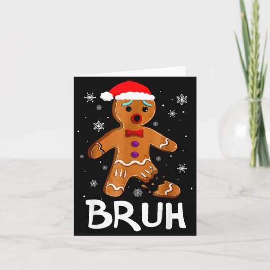 Bruh Funny Christmas Gingerbread Man Teens Boys Ki Karte (Vorderseite)