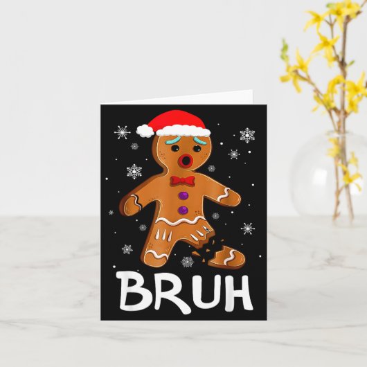 Bruh Funny Christmas Gingerbread Man Teens Boys Ki Karte (Gelbe Blume)