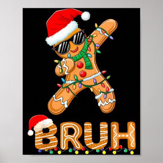 Bruh Funny Christmas Gingerbread Man Teens Boys Ki Poster (Vorne)