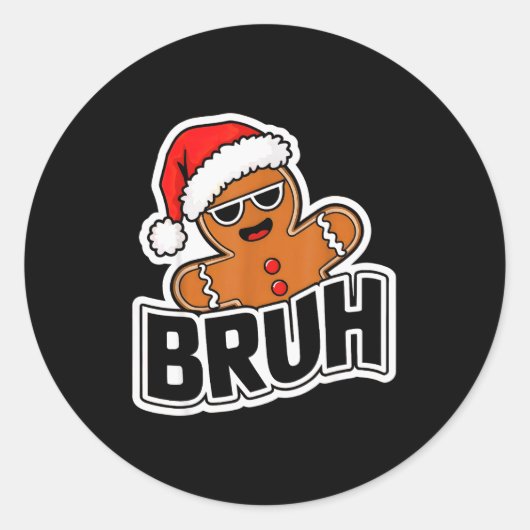Bruh Funny Christmas Gingerbread Man Teens Boys Ki Runder Aufkleber (Vorderseite)