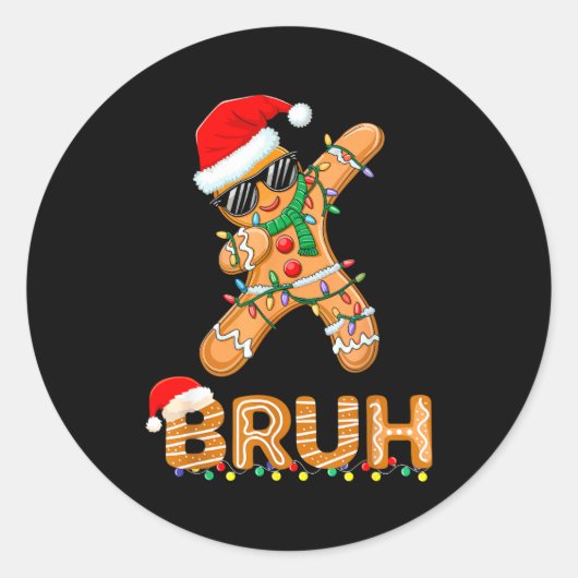 Bruh Funny Christmas Gingerbread Man Teens Boys Ki Runder Aufkleber (Vorderseite)
