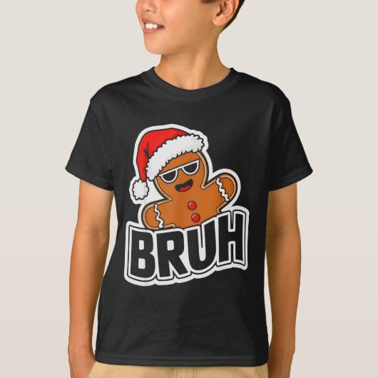 Bruh Funny Christmas Gingerbread Man Teens Boys Ki T-Shirt (Vorderseite)