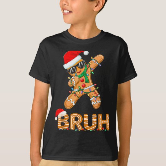 Bruh Funny Christmas Gingerbread Man Teens Boys Ki T-Shirt (Vorderseite)