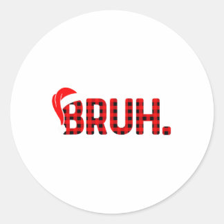 Bruh Funny Christmas Kariert Teens Boys Kids Xmas  Runder Aufkleber