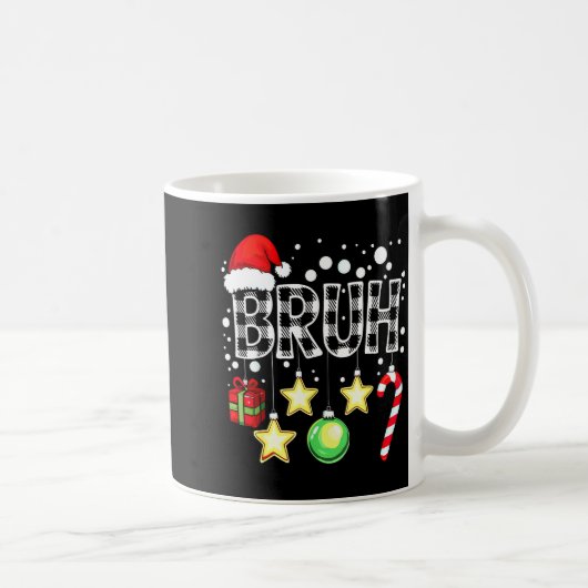 Bruh Funny Christmas Kids Buffalo Plaid Xmas Kaffeetasse (Rechts)
