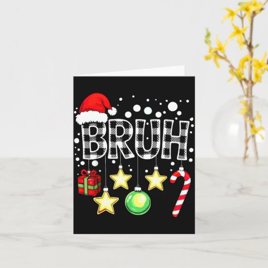 Bruh Funny Christmas Kids Buffalo Plaid Xmas Karte (Gelbe Blume)