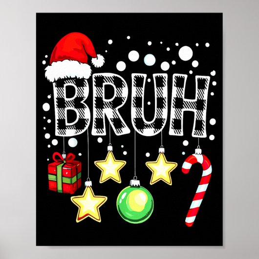Bruh Funny Christmas Kids Buffalo Plaid Xmas Poster (Vorne)