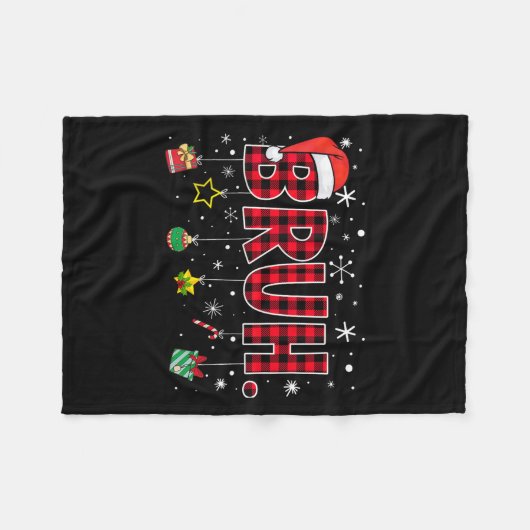 Bruh Funny Christmas Red Kariert Teens Boys Kids X Fleecedecke (Vorderseite (Horizontal))