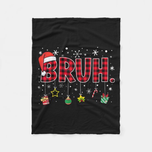 Bruh Funny Christmas Red Kariert Teens Boys Kids X Fleecedecke (Vorderseite)