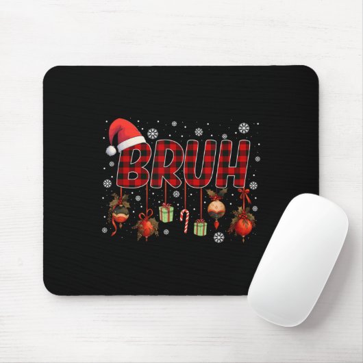 Bruh Funny Christmas Red Kariert Teens Boys Kids X Mousepad (Mit Mouse)