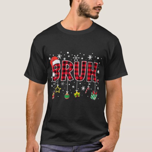 Bruh Funny Christmas Red Kariert Teens Boys Kids X T-Shirt (Vorderseite)