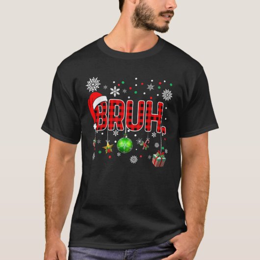 Bruh Funny Christmas Red Kariert Teens Boys Kids X T-Shirt (Vorderseite)
